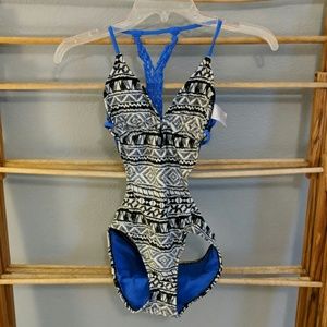 Tribal print one-piece swimsuit